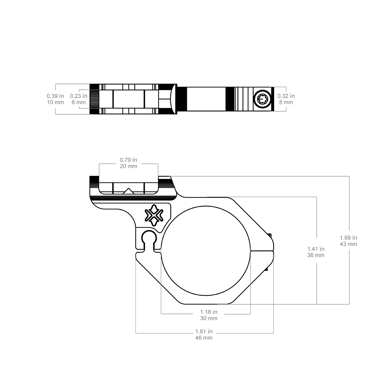 30 mm-es buborékos vízmérték puskacsőhöz