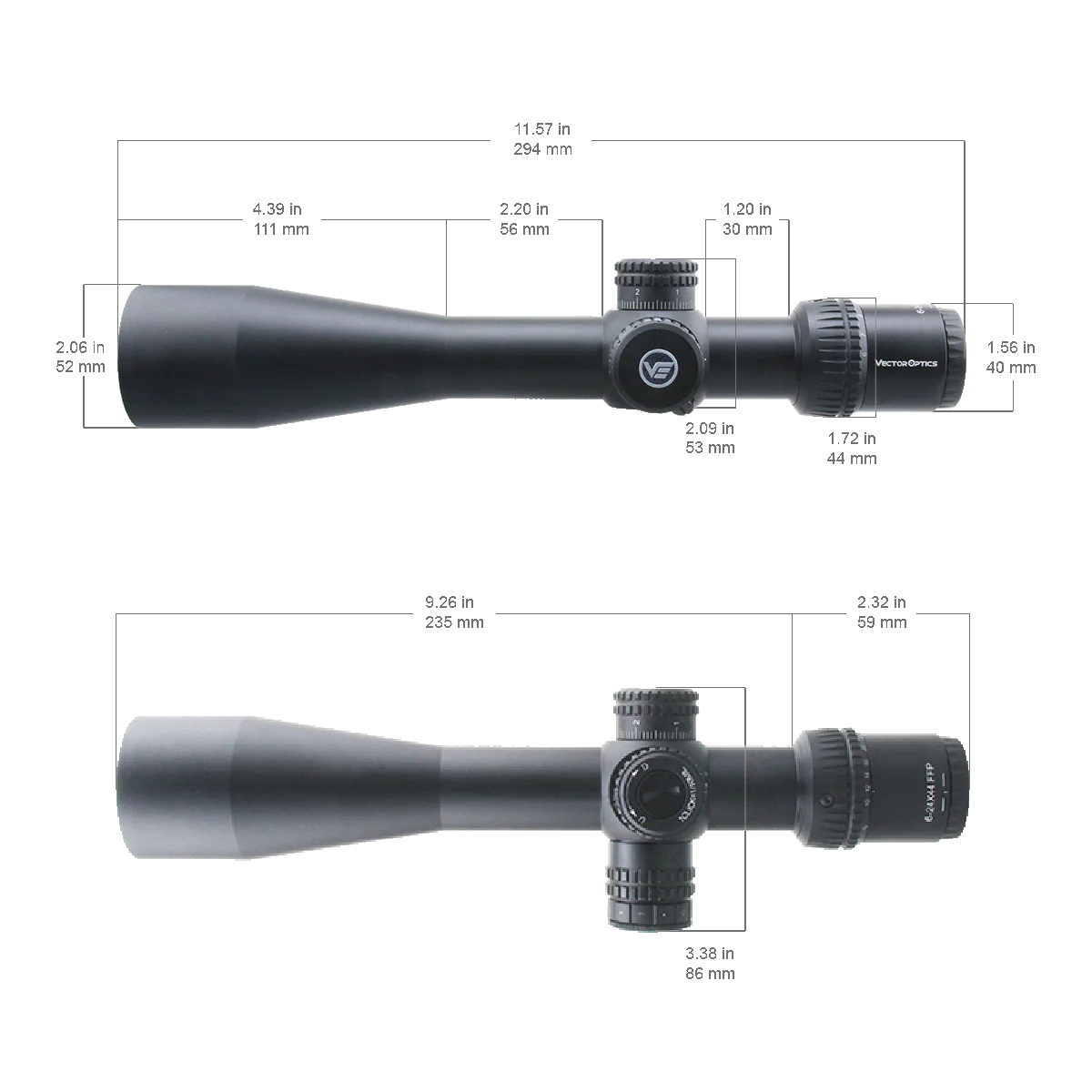 Vector Optics Veyron 6-24x44 IR első fókuszsíkú, megvilágított céltávcső Vector Optics