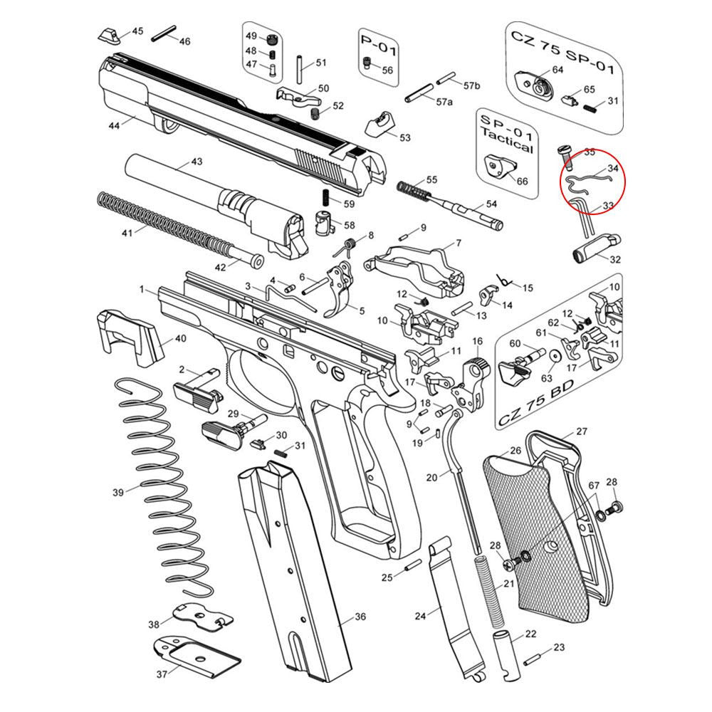CZ Shadow 2 CZ TS 2 CZ 75B & SP-01 verseny elsütőrúd rugó | -15% erő