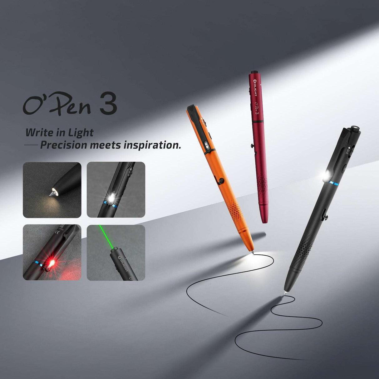 Olight O'Pen 3 | multifunkciós tolllámpa | 120 lm + zöld lézer