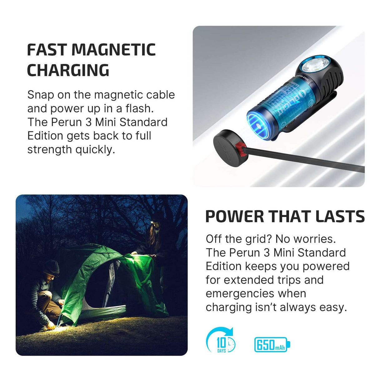 Olight Perun 3 Mini | újratölthető fejlámpa | 1.250 lm