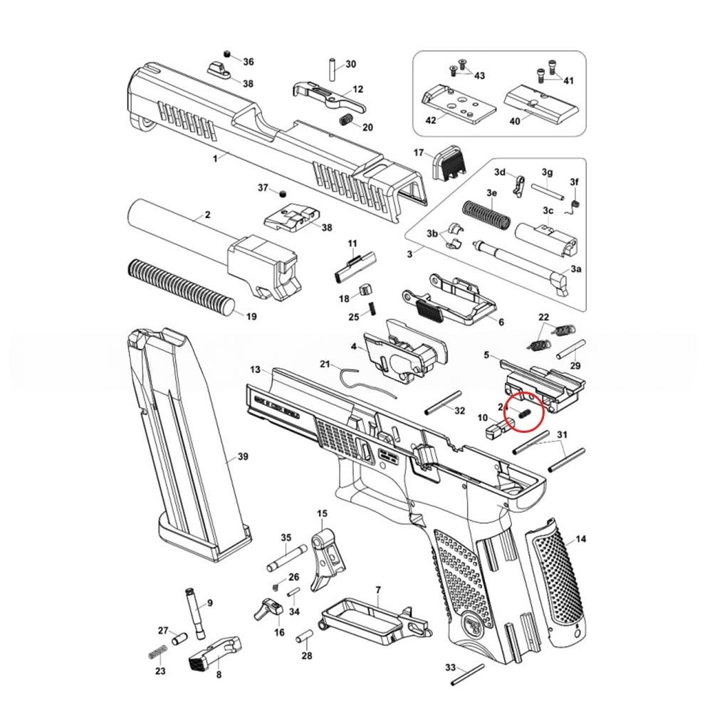 CZ P-10 elsütőbillentyű rúd disconnector rugó